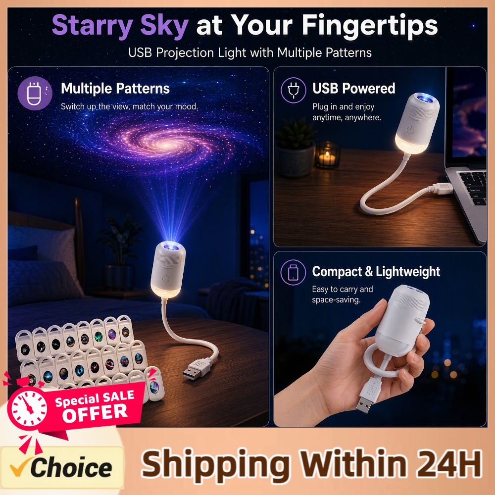 Star Projector Night - Lampe projecteur ciel étoilé USB, projecteur