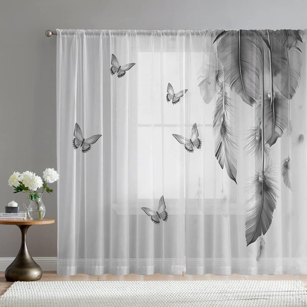 Fairy Light Curtain - 2 rideaux transparents à impression numérique,