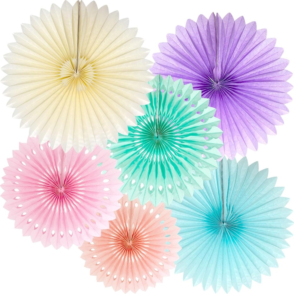 Decor Lighting Fans - Éventails en papier arc-en-ciel Pastel, décorations