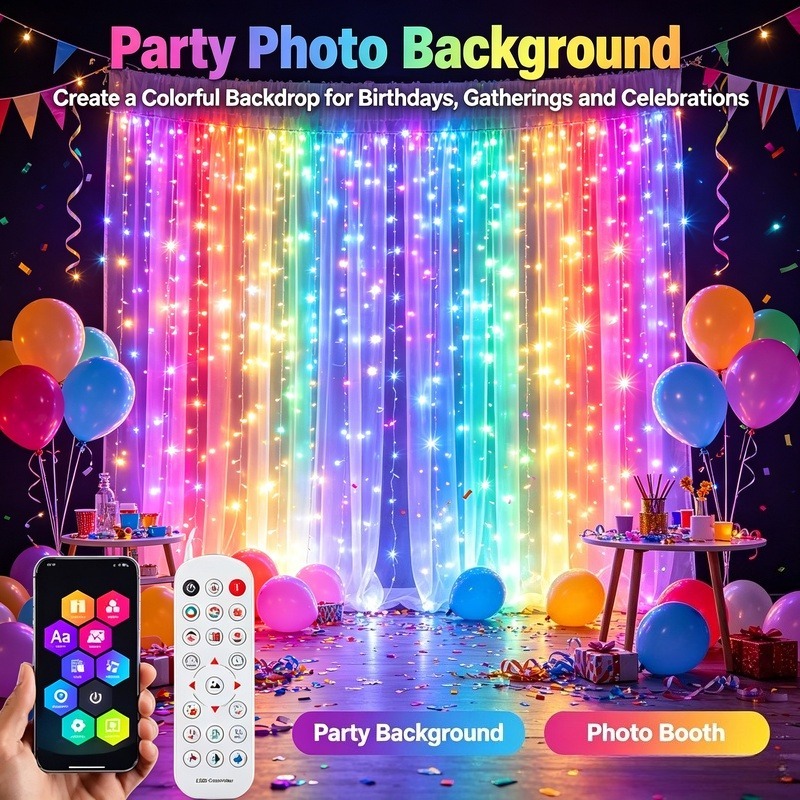 Rideaux lumineux LED contrôlés - Fairy Light Curtain avis et prix
